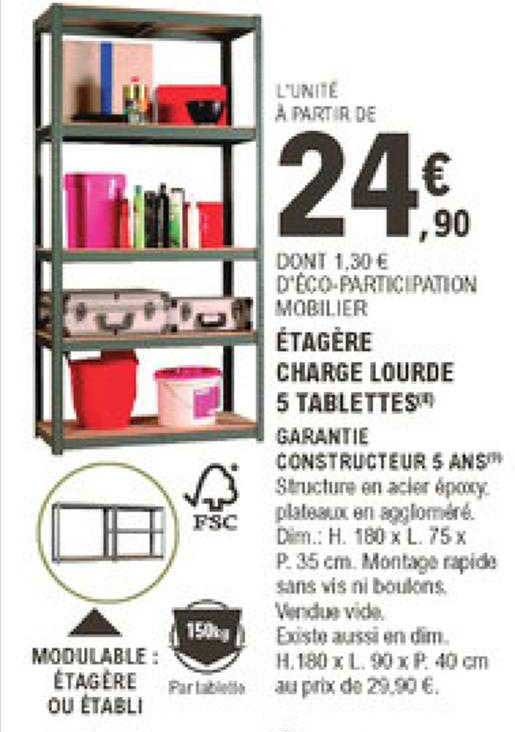 étagère charge lourde 5 tablettes
