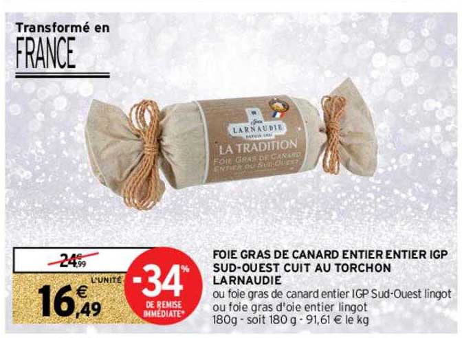 foie gras de canard entier igp sud-ouest cuit au torchon larnaudie