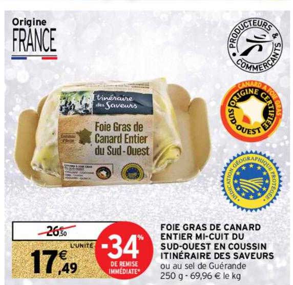 foie gras de canard entier mi-cuit du sud-ouest en coussin itinéraire des saveurs