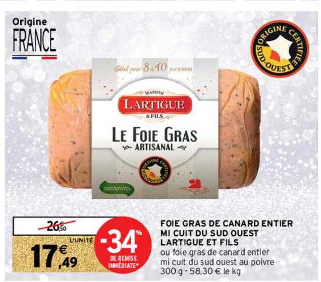 foie gras de canard entier mi cuit du sud ouest lartigue et fils