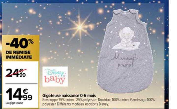 gigoteuse naissance 0-6 mois disney baby