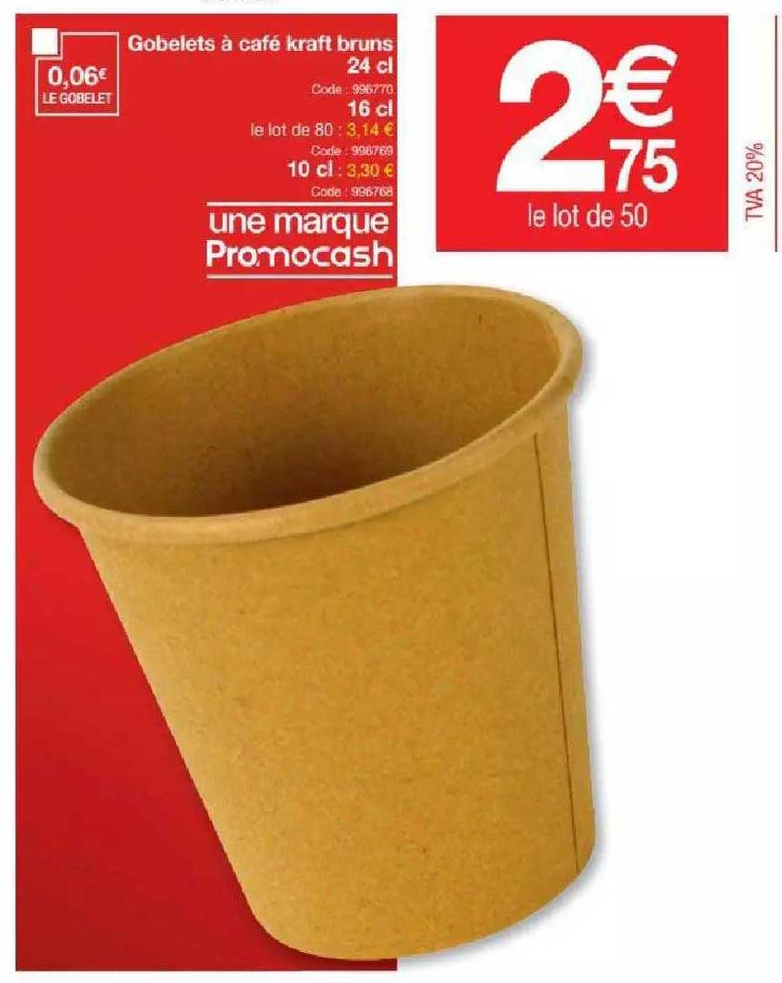 gobelets à café kraft bruns 24 cl