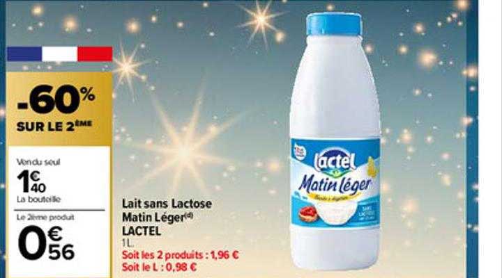 lait sans lactose matin léger lactel