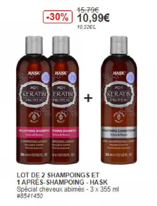 lot de 2 shampoings et 1 après-shampoing  hask