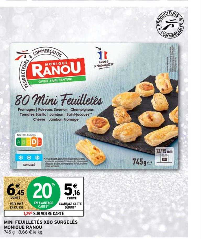 mini feuilletés x80 surgelés monique ranou