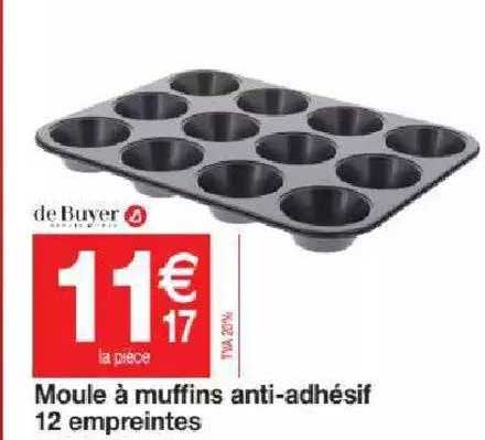 moule à muffins anti-adhésif 12 empreintes