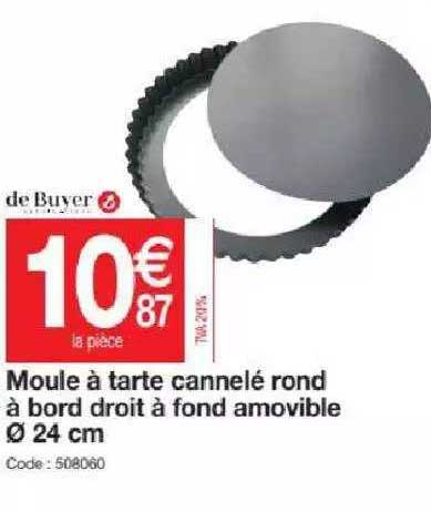moule à tarte cannelé rond à bord droit à fond amovible ø 24 cm
