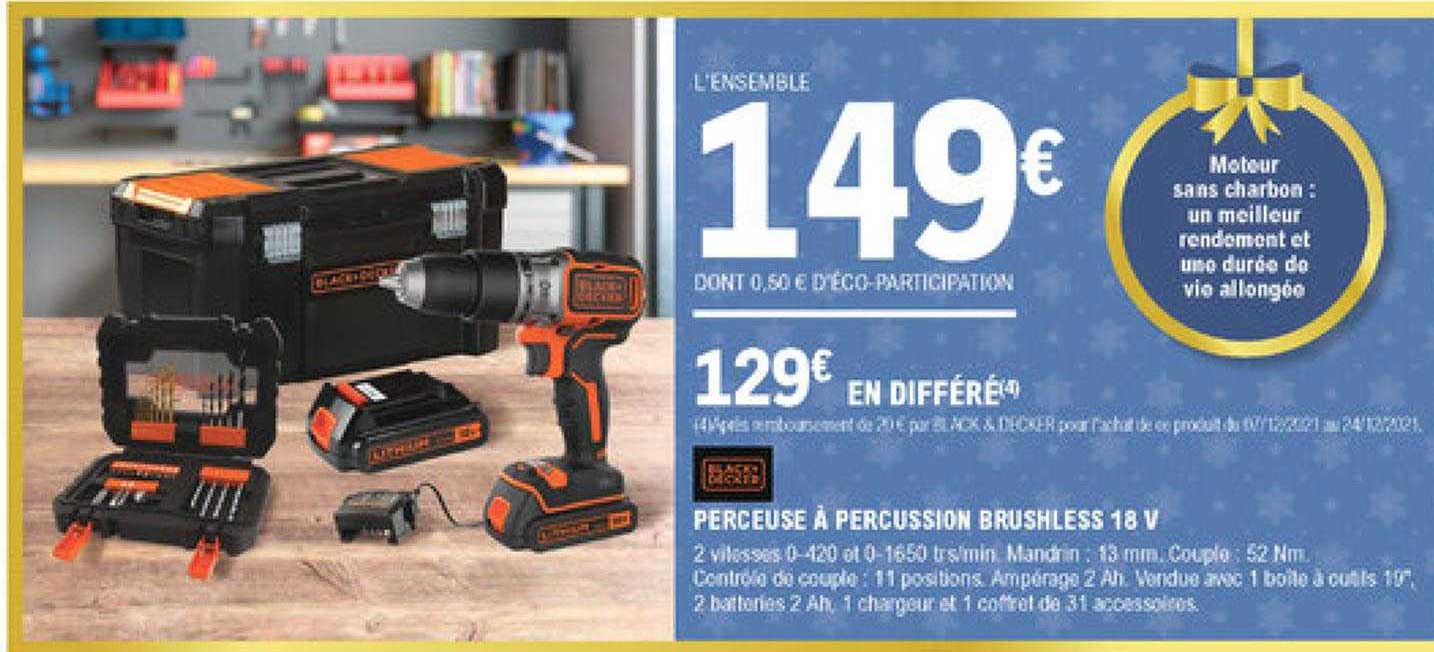 Perceuse à Percussion Brushless 18 V Black+decker