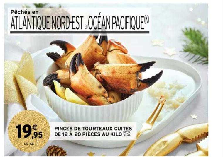 pinces de tourteaux cuites de 12 à 20 pièces au kilo