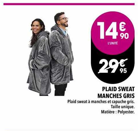 plaid sweat manches gris