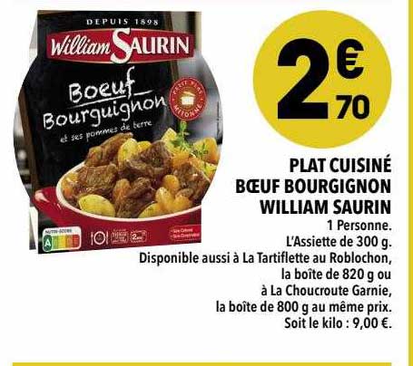 plat cuisiné bœuf bourguignon william saurin