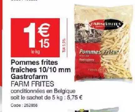 pommes frites fraîches 10-10 mm gastrofarm farm frites