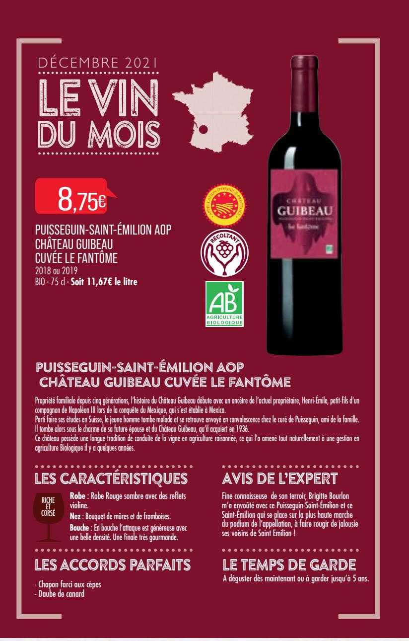 puisseguin-saint-émilion aop château guibeau cuvée la fantôme