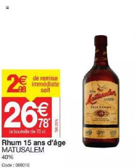 rhum 15 ans d'âge matusalem