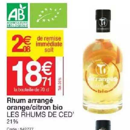 rhum arrangé orange-citron bio les rhums de ced'
