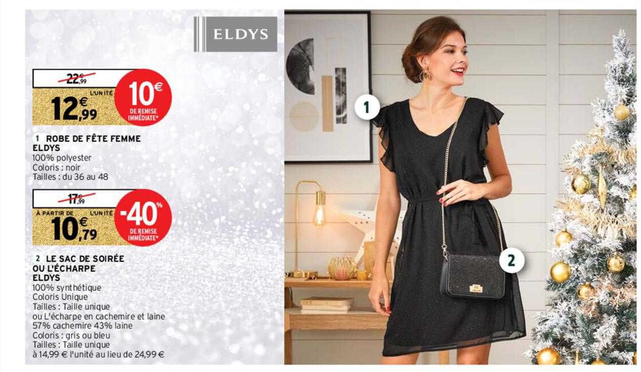 robe de fête femme eldys, le sac de soirée ou l'écharpe eldys