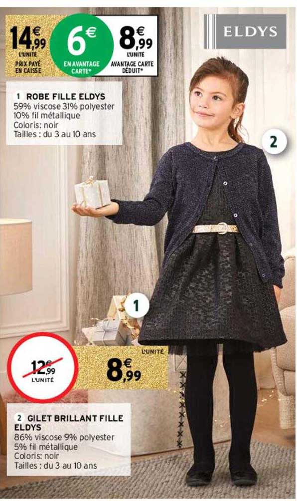 robe fille eldys, gilet brillant fille eldys