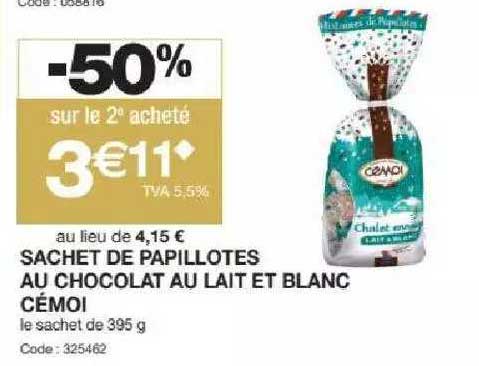 sachet de papillotes au chocolat au lait et blanc cémoi