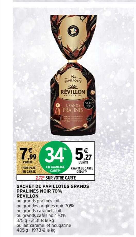 sachet de papillotes grands pralinés noir 70% révillon