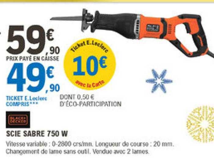scie sabre 750 w black+decker