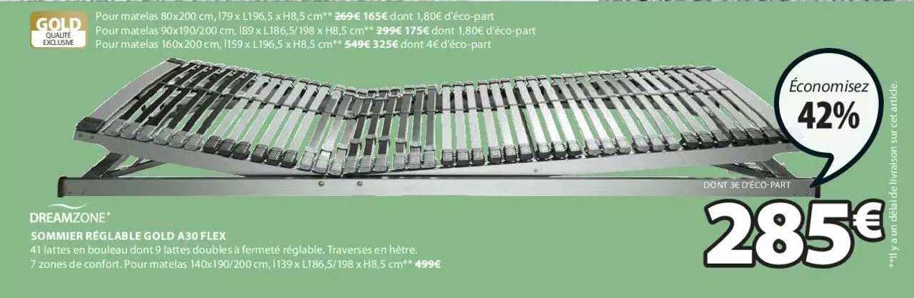 sommier réglable gold a30 flex dreamzone