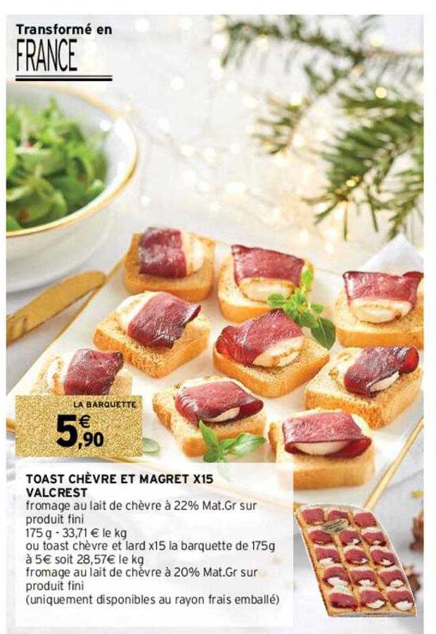 toast chèvre et magret x15 valcrest