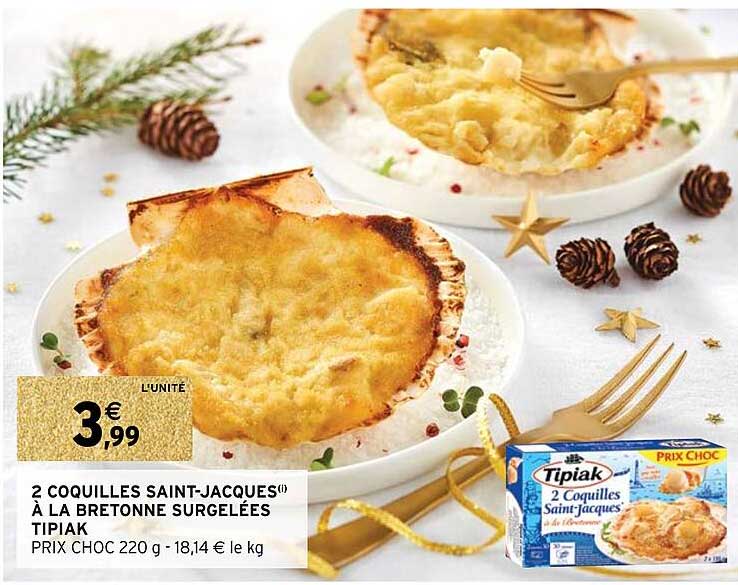 2 coquilles saint-jacques à la bretonne surgelées tipiak