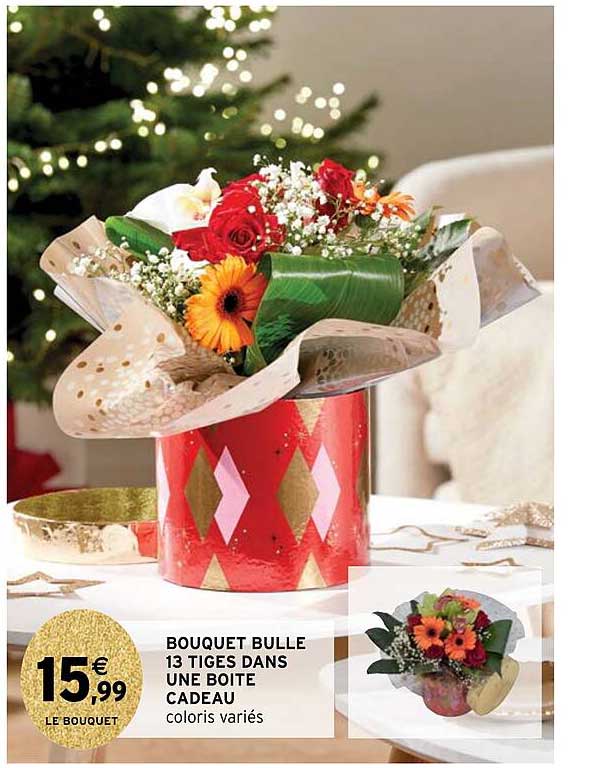 bouquet bulle 13 tiges dans une boîte cadeau