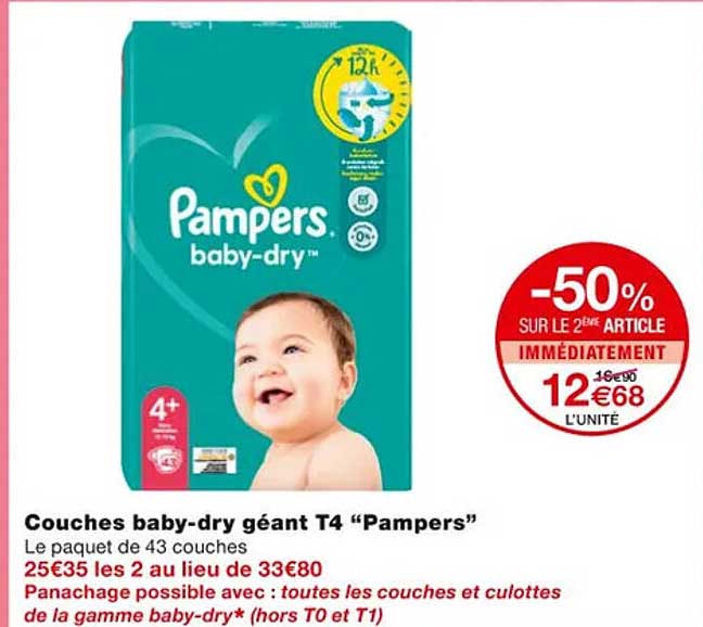 couches baby-dry géant t4 "pampers"