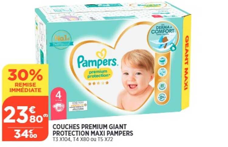 couches premium giant protection maxi pampers