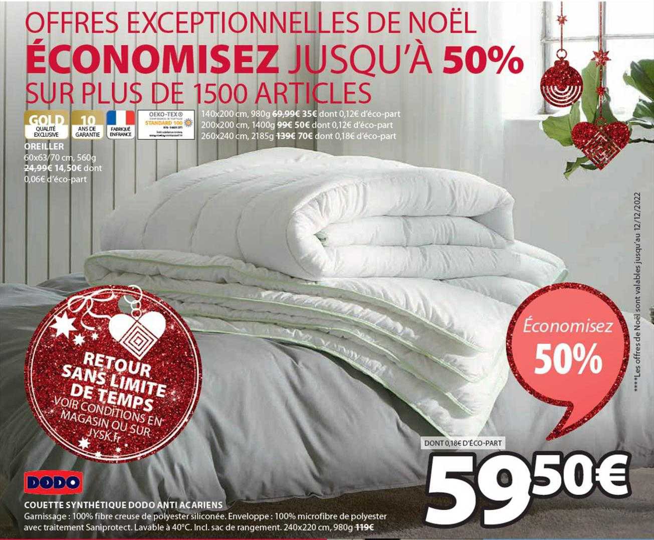 couette synthétique dodo anti acariens