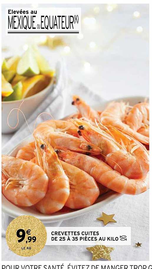 crevettes cuites de 25 à 35 pièces au kilo