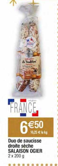 duo de saucisse droite sèche salaison ogier