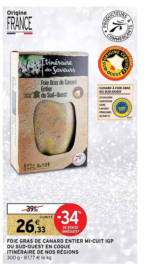 foie gras de canard entier mi-cuit igp du sud-ouest en coque itinéraire de nos régions