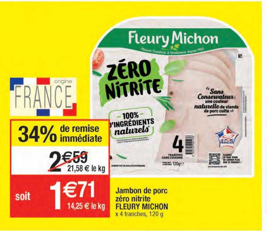 jambon de porc zéro nitrite fleury michon