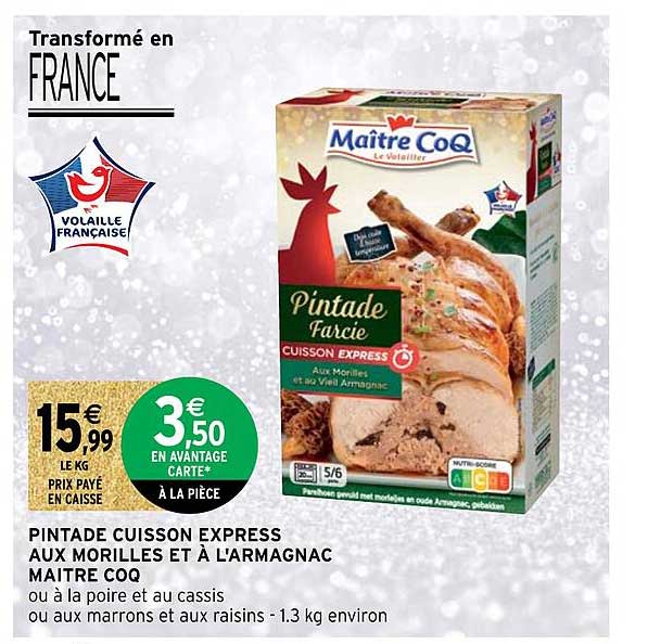 pintade cuisson express aux morilles et à l'armagnac maître coq