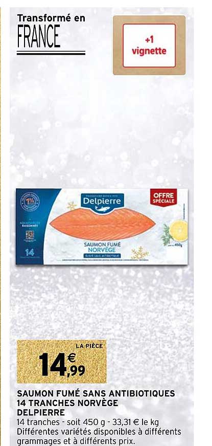 saumon fumé sans antibiotiques 14 tranches norvège delpierre