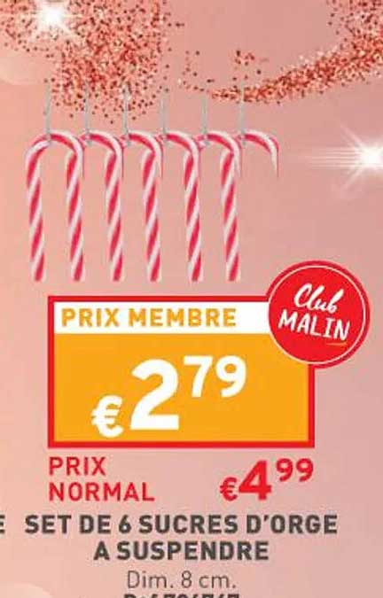 set de 6 sucres d'orge à suspendre