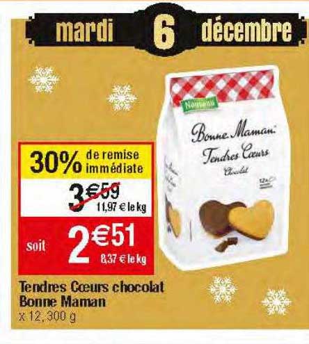 tendres cœurs chocolat bonne maman