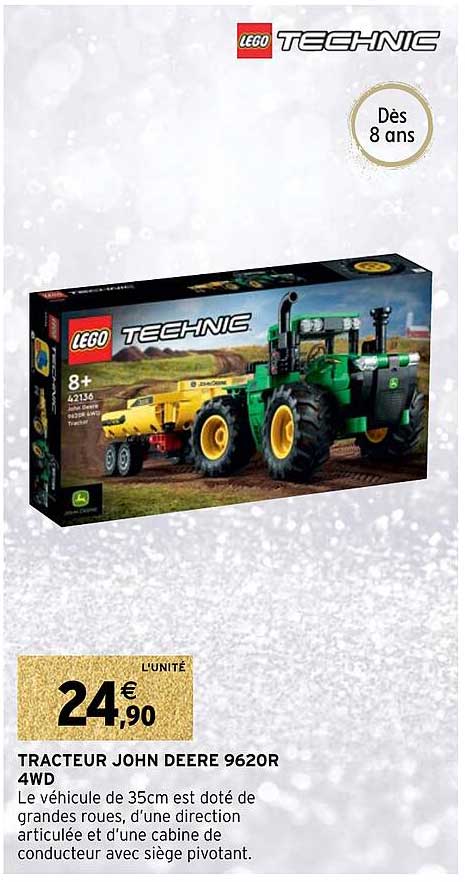 tracteur john deere 9620r 4wd lego technic