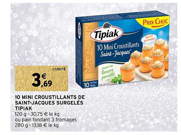 10 mini croustillants de saint-jacques surgelés tipiak