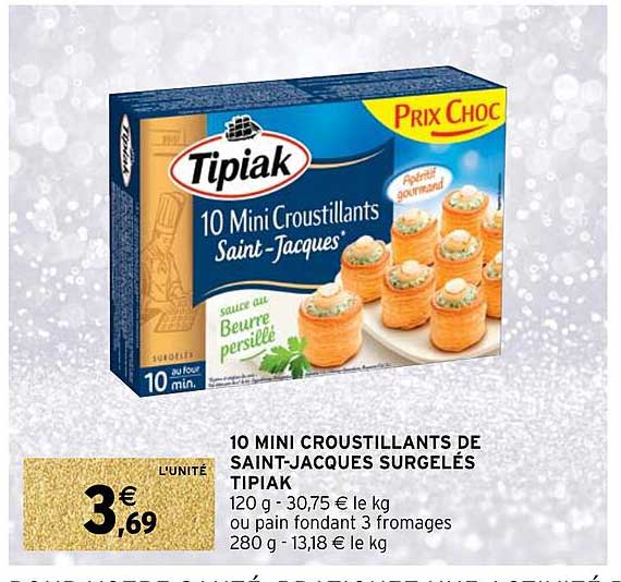 10 mini croustillants de saint-jacques surgelés tipiak