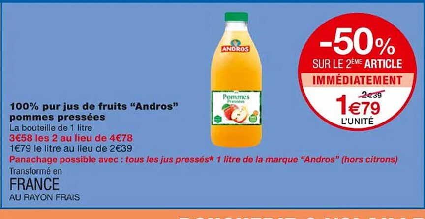 100% Pur Jus De Fruits "andros" Pommes Pressées
