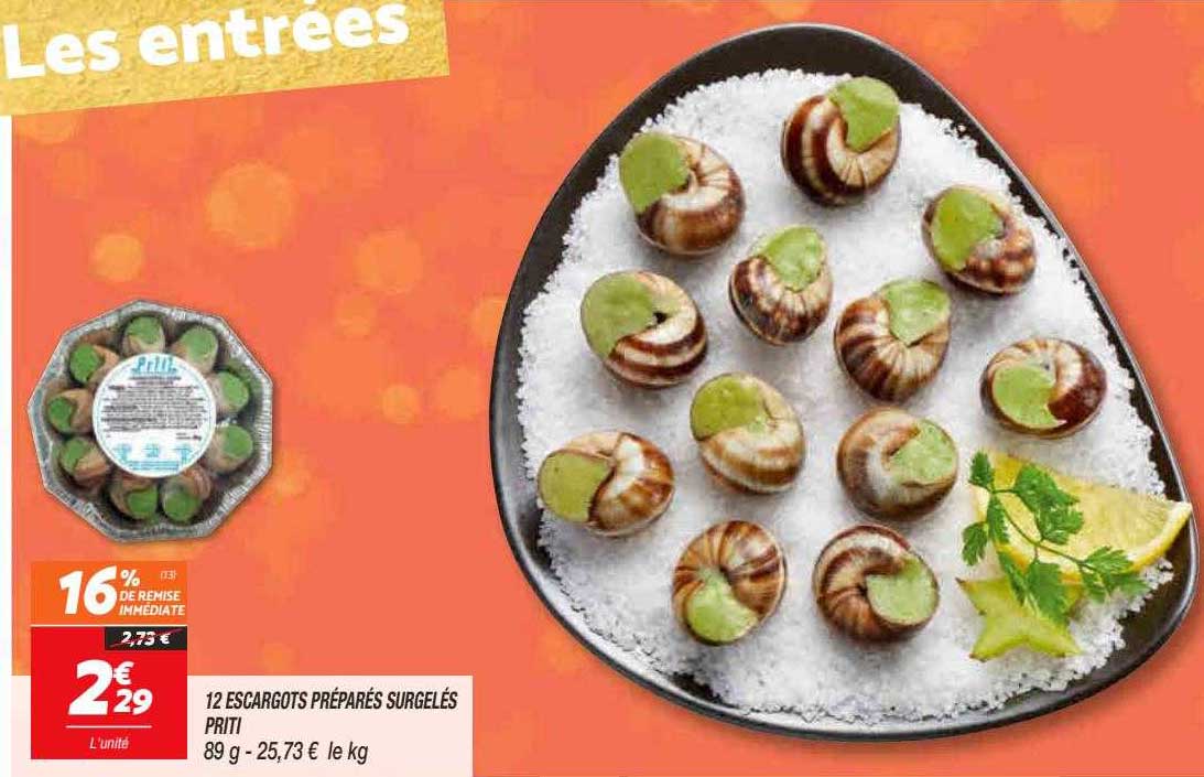 12 Escargots Préparés Surgelés Priti