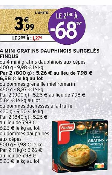 4 mini gratins dauphinois surgelés findus
