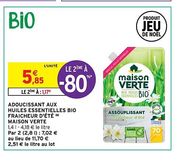 adoucissant aux huiles essentielles bio fraîcheur d'été maison verte