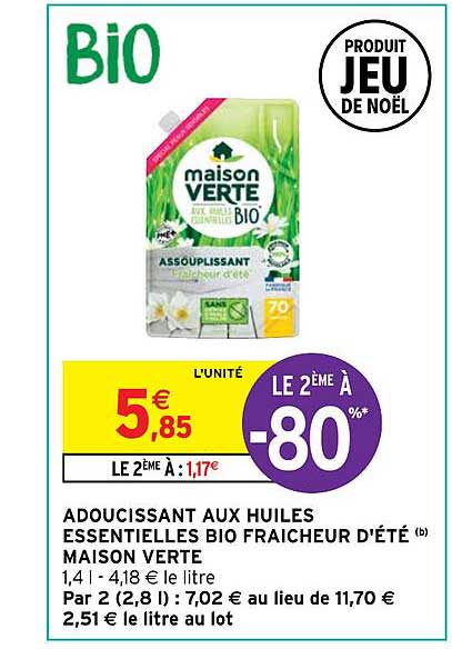 adoucissant aux huiles essentielles bio fraîcheur d'été maison verte