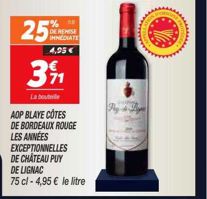aop blaye côtes de bordeaux rouge les années exceptionnelles de château puy de lignac