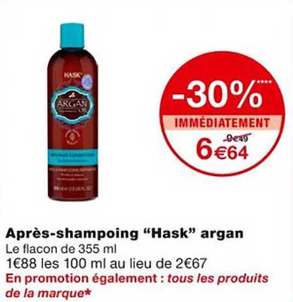 après-shampoing "hask" argan