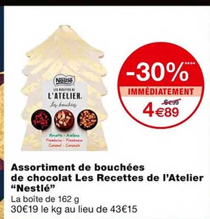 assortiment de bouchées de chocolat les recettes de l'atelier "nestlé"